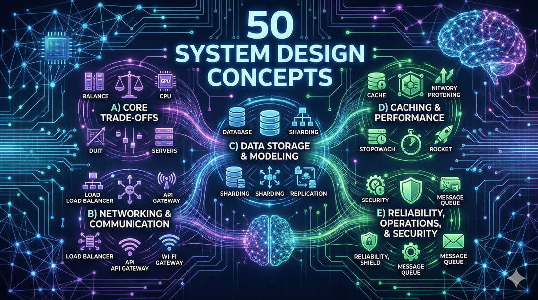 2026 Edition: 50 System Design Concepts (Quick Reference)